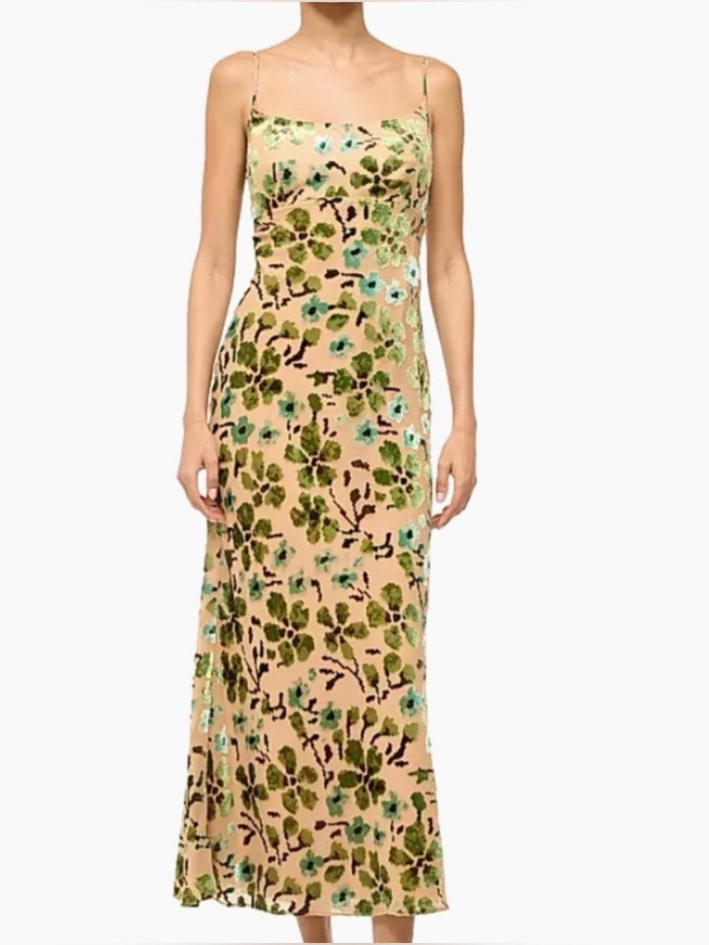 STAUD Dianna Floral Burnout Velvet Midi Slip Summer Wedding Guest Dress NWT  00